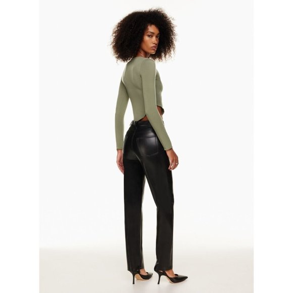 Aritzia WILFRED Melina Black Vegan Leather Ankle Trousers Pants, Size 2 - Picture 12 of 13